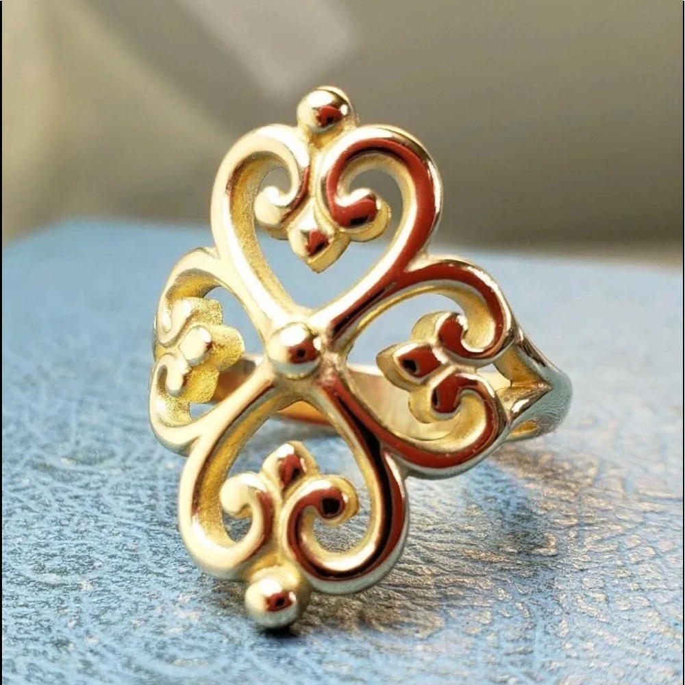 James Avery 14k Adorned Hearts Ring Gold 8.5